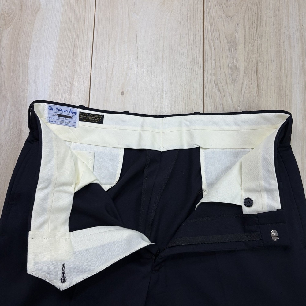 THE ANDOVER SHOP Navy Blue Twill Wool Dress Pants Mens 34x32 Straight Fit - Picture 9 of 15